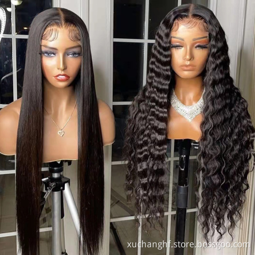 Pre Pluck Brazilian Virgin Cuticle Aligned double drawn Body straight wave 360 frontal Lace front human hair wigs
